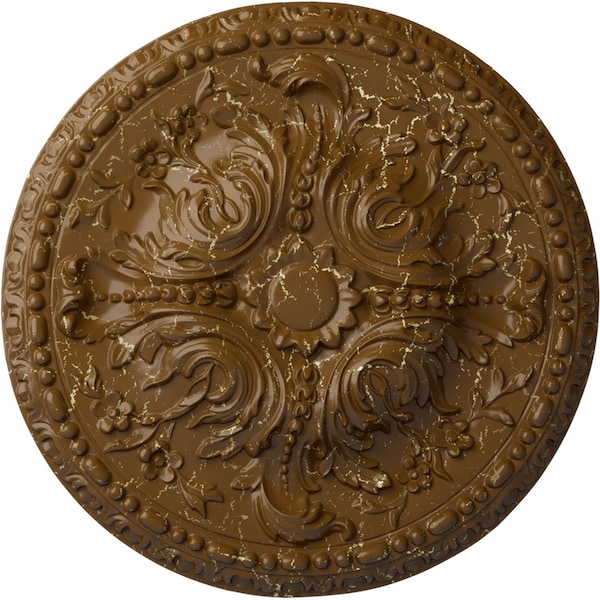 Ekena Millwork Amelia Ceiling Medallion (Fits Canopies up to 2 3/8"), 19 5/8"OD x 3/4"P, Smokey Topaz Crackle CM20AMSTC - main
